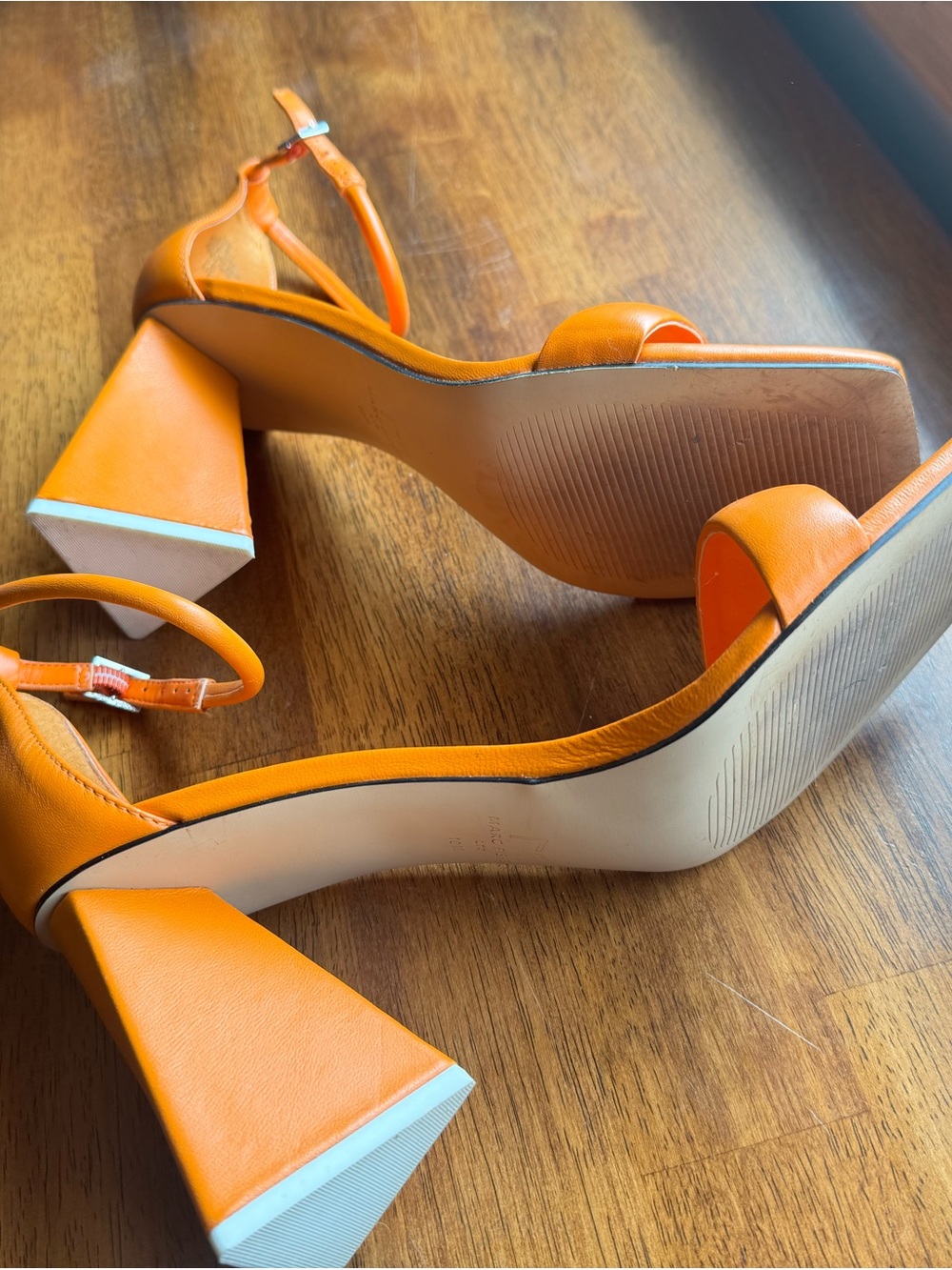 Marc Fisher Orange Block Heel Ankle-Strap Sandals